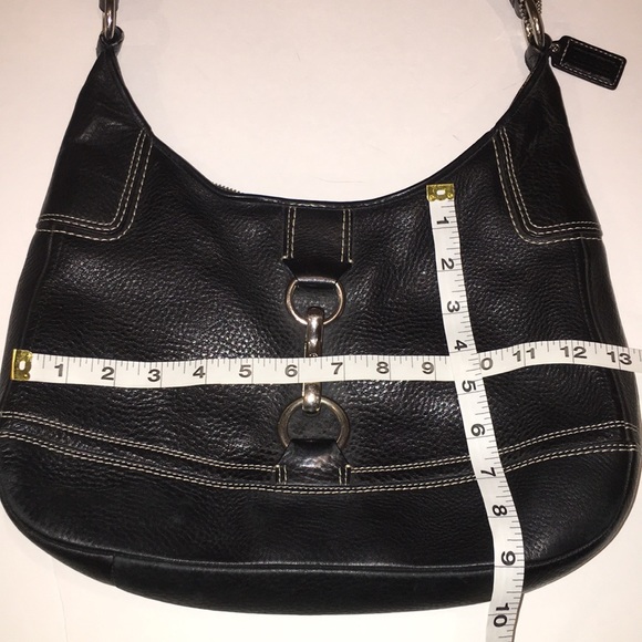 COACH black pebbled shoulder bag silver accents - Picture 8 of 8